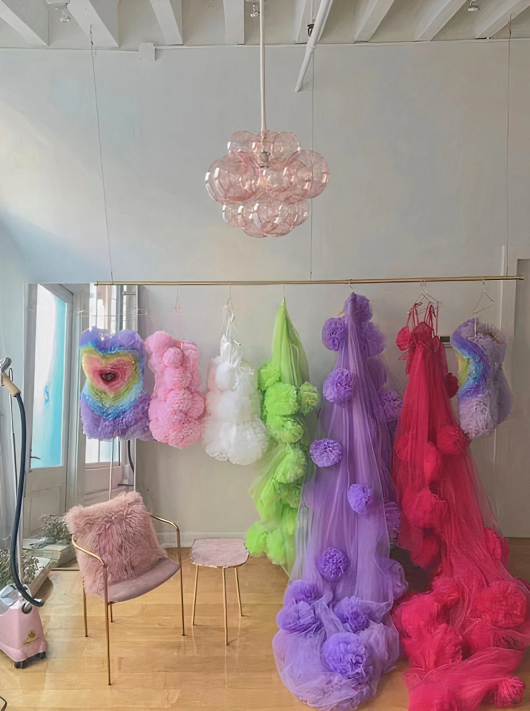 Organic Bubble Chandelier - Blush