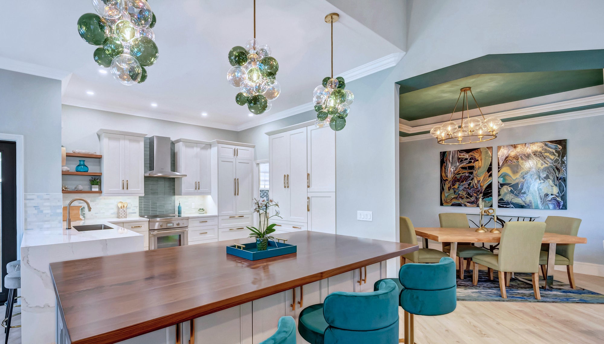 Juniper & Iridescent Waterfall Chandelier