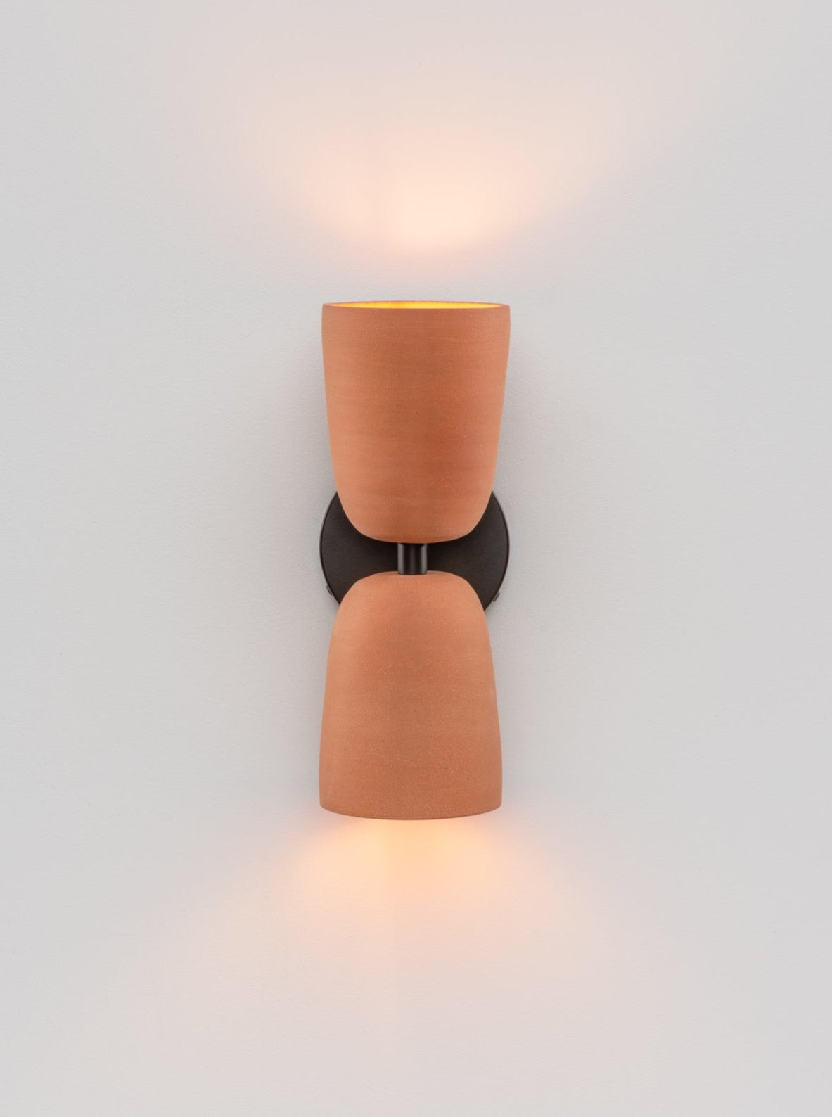 Terrene Double Sconce in Terracotta and Black