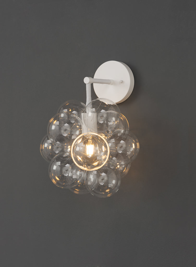 White Bubble Sconce with COTTON cord - (Quick Ship)
