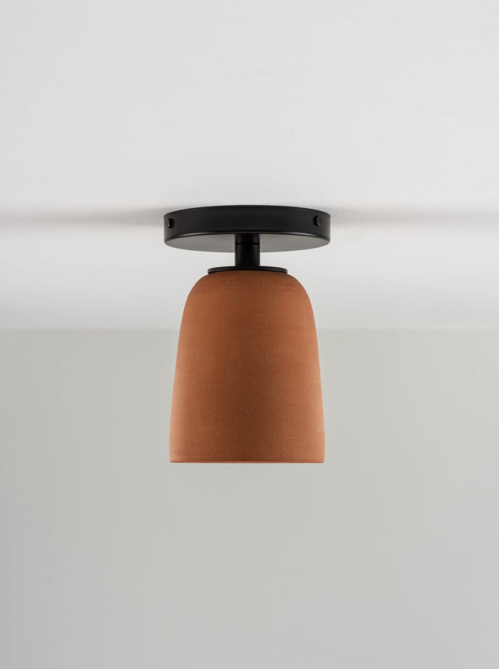 Terrene Cone Flushmount in Terracotta and Black