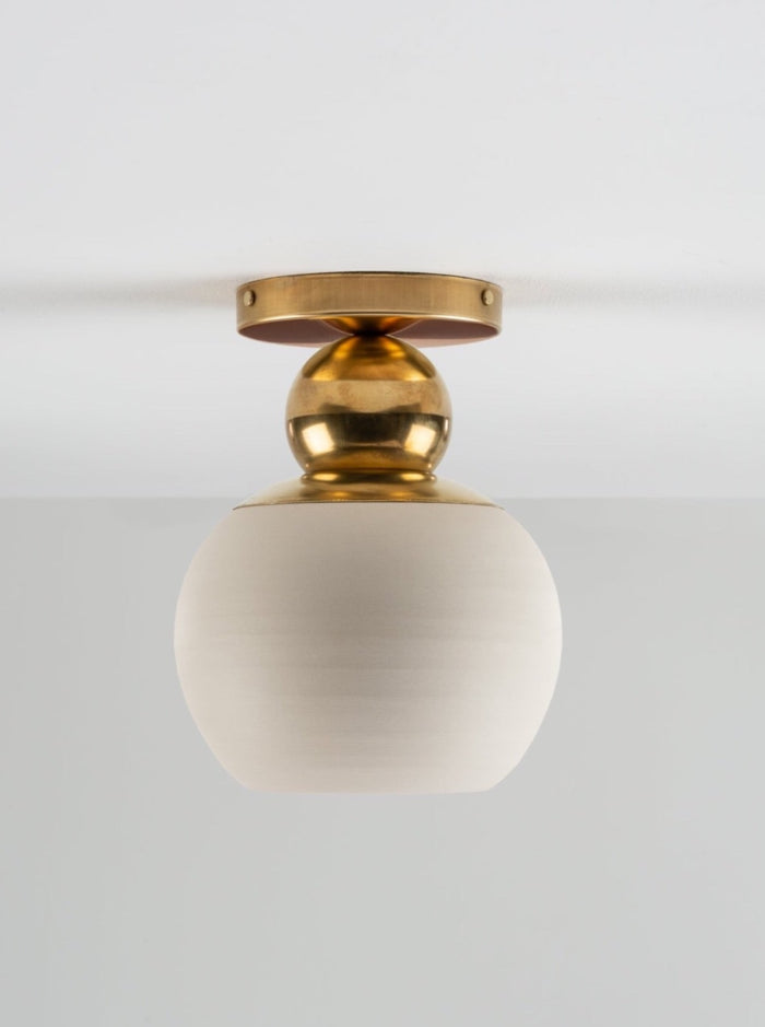 Terrene Flushmount in Cream and Brass
