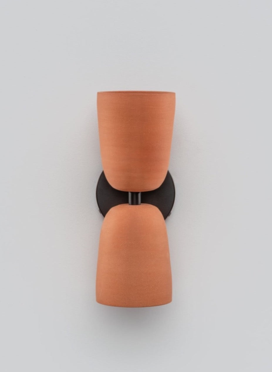 Terrene Double Sconce in Terracotta and Black