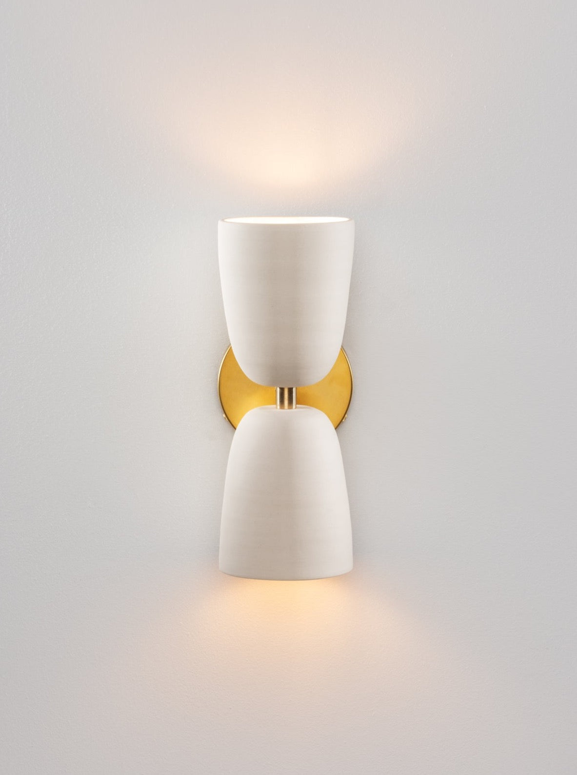 Terrene Double Sconce in Cream and Brass