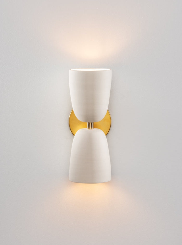 Terrene Double Sconce in Cream and Brass