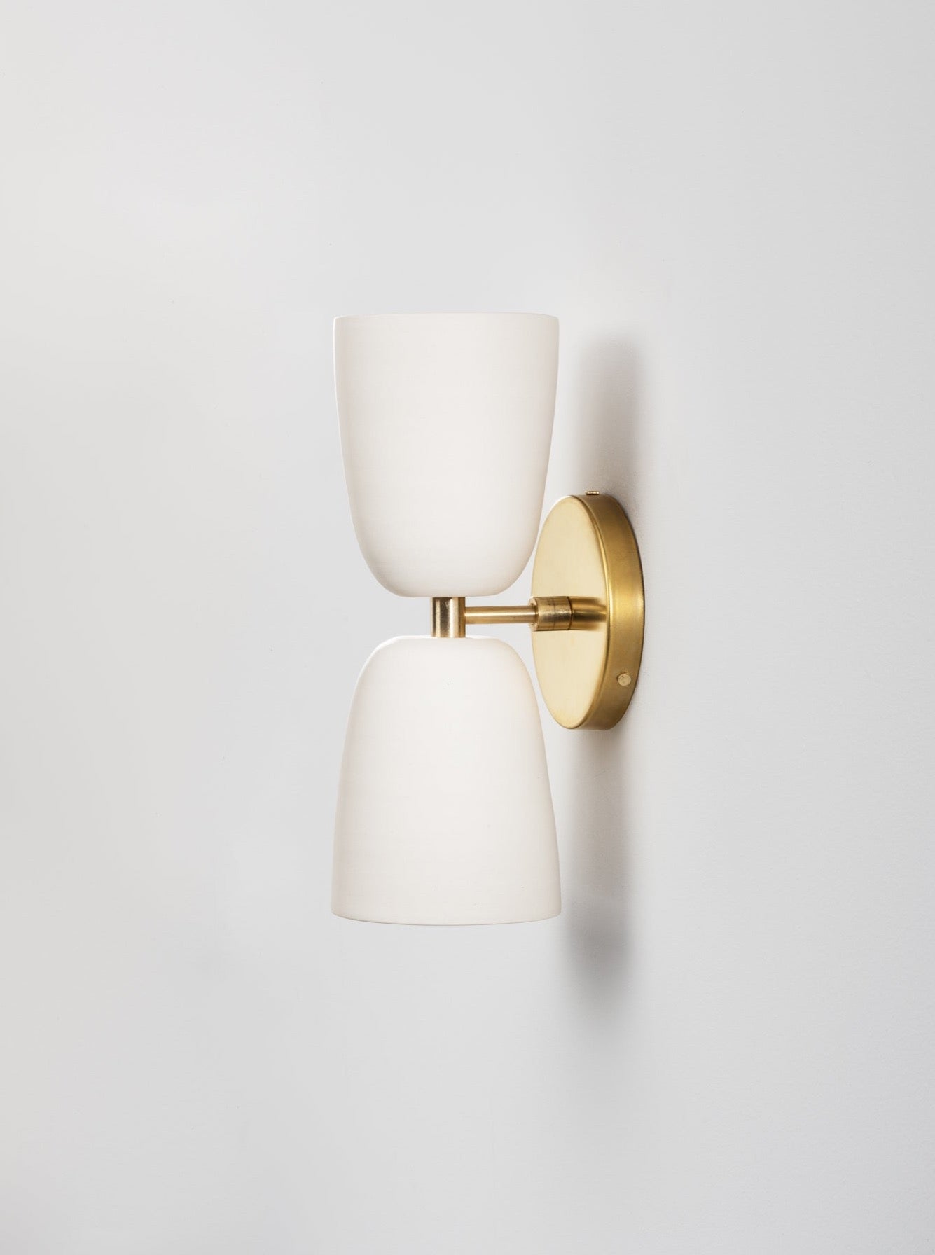 Terrene Double Sconce in Cream and Brass